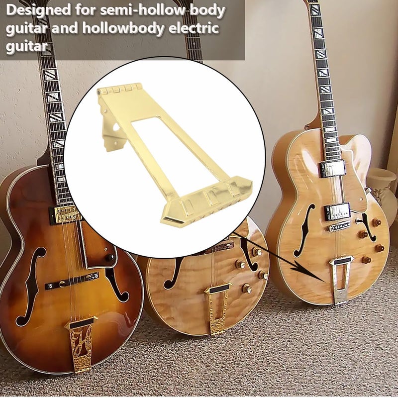 Domofa 6 String Trapeze Tailpiece Bridge Tailpiece for Jazz Archtop Semi-Hollow Guitar Replacement Parts (Gold) - Image 3